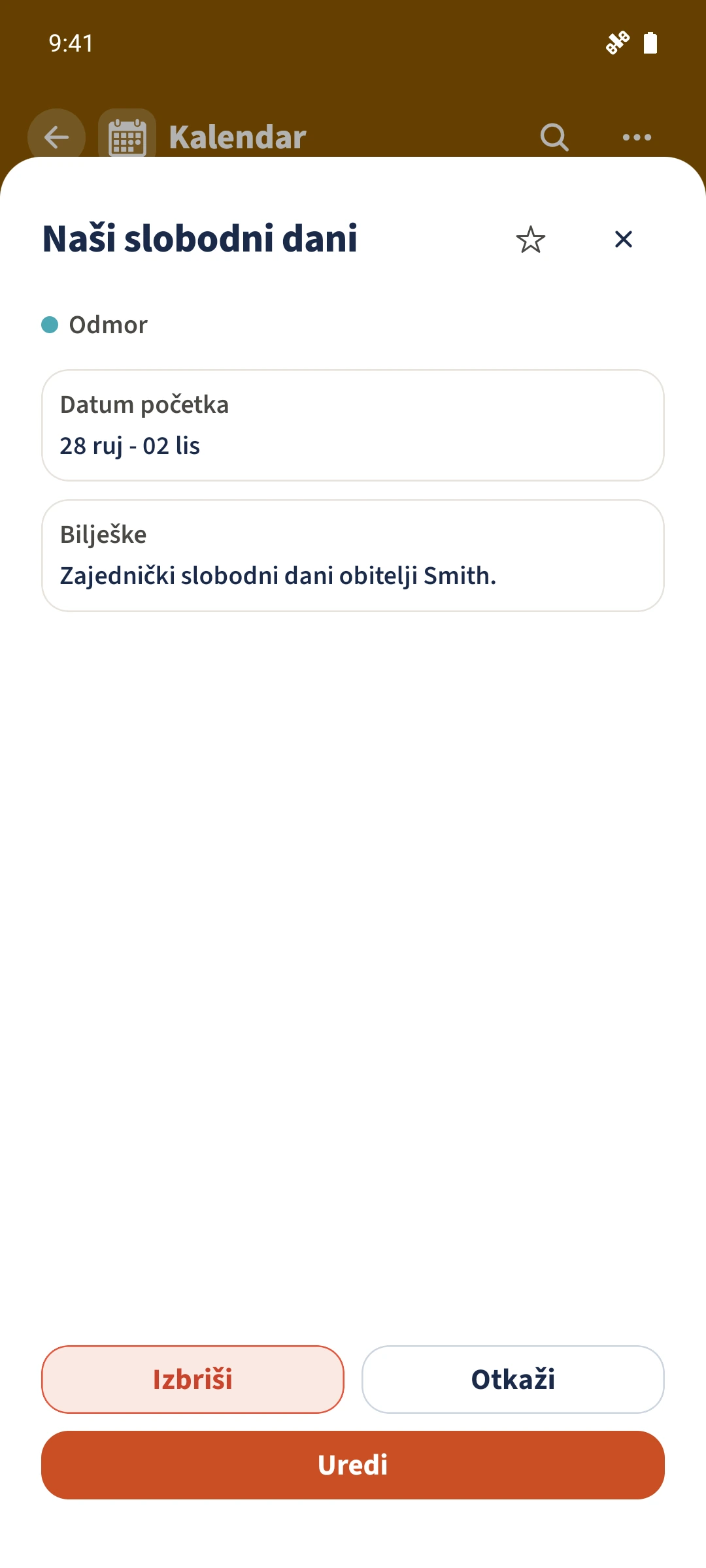 Naši slobodni dani obuhvaćaju razdoblje od 28. rujna do 2. listopada 2026. sa zajedničkom obiteljskom bilješkom.