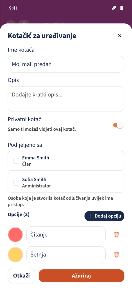Privatni kotač nema dodatnih odabranih članova; autor zadržava pristup.