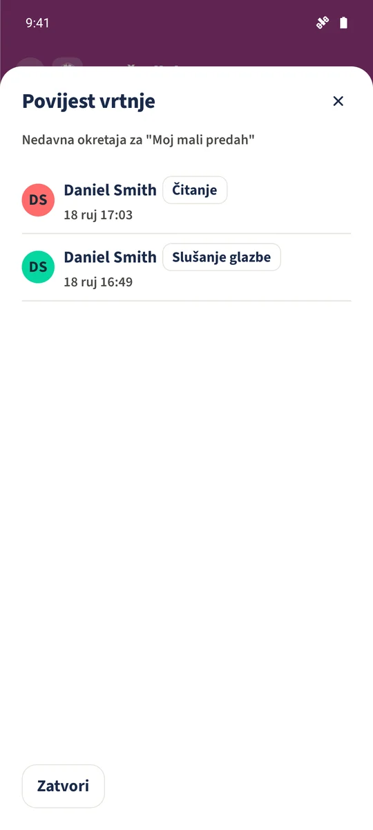 Povijest istog kotača sadrži novi rezultat s Danielom i vremenom vrtnje.