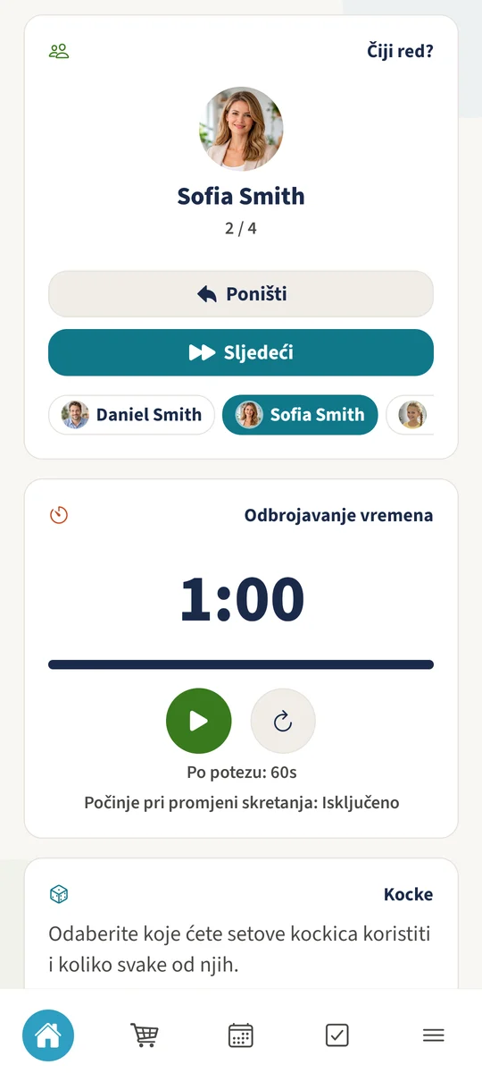 Sofia je druga od četiri igrača i trenutačno je na redu.
