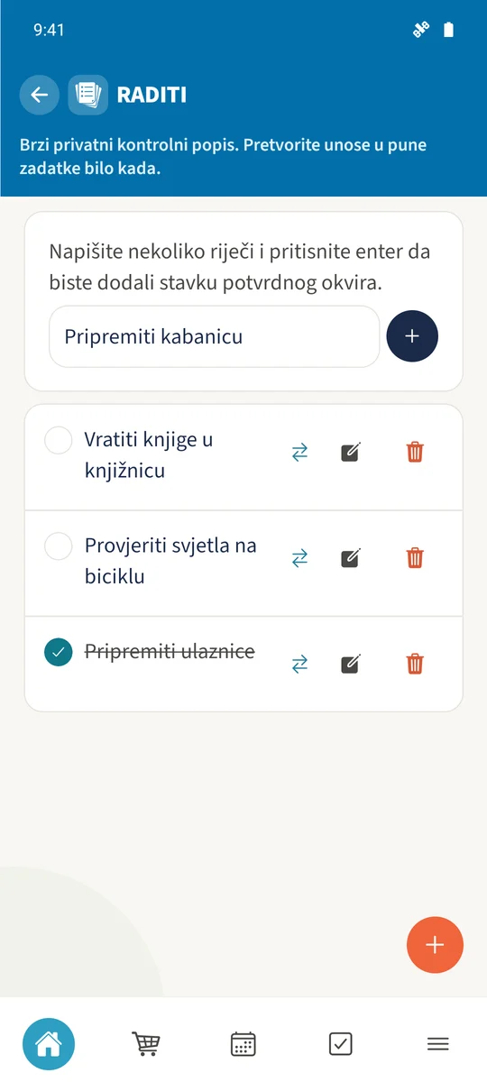 Spakiraj rezervni pulover unesen je u polje za brzi unos prije dodavanja.
