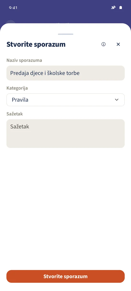 Novi dogovor ima naslov Predaja djece i školske torbe.