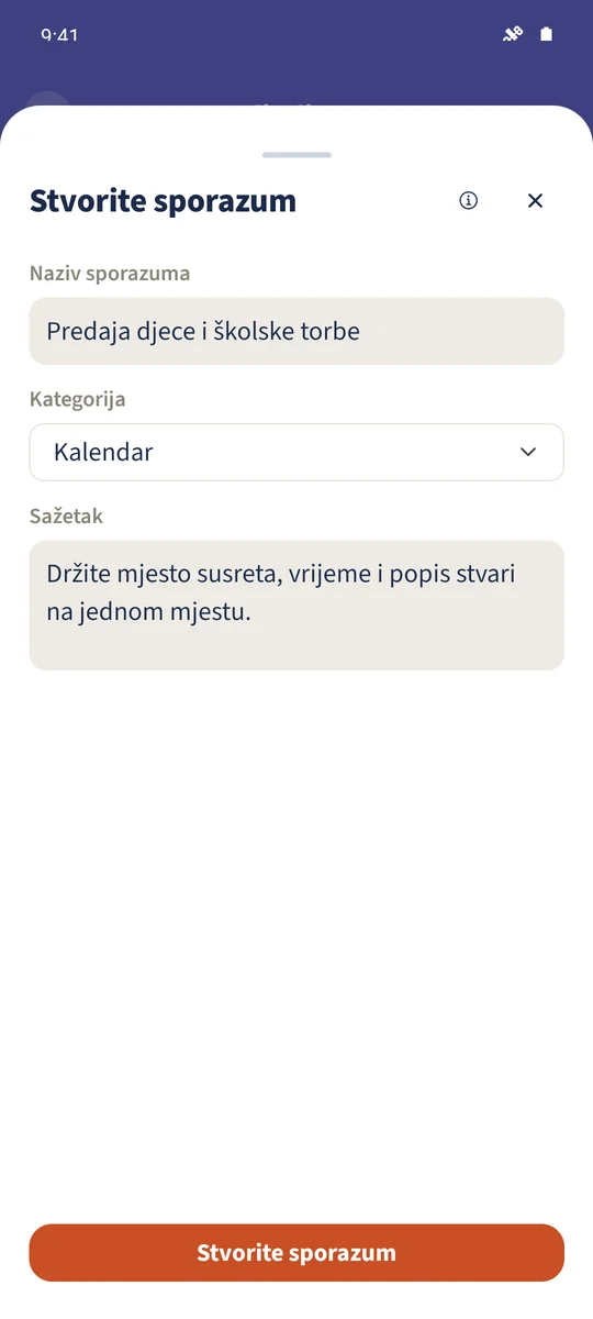 Nespremljeni dogovor sadrži naslov, kategoriju i jasan sažetak.