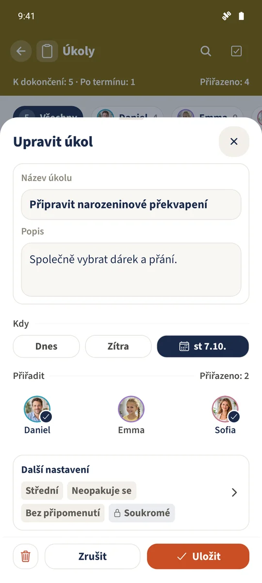 Soukromý úkol — Přiřadit