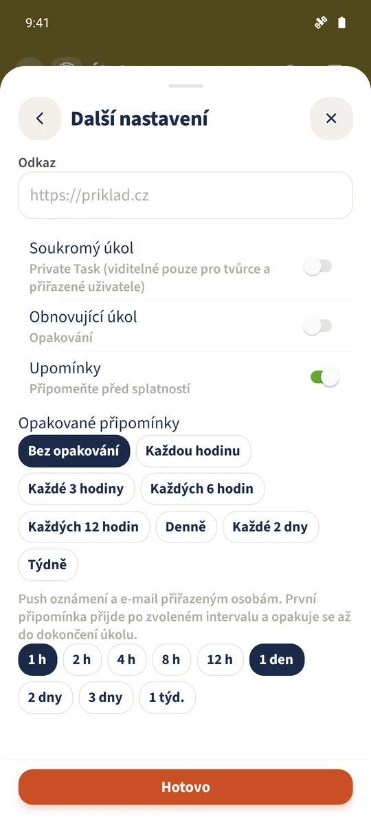 Upomínky — Připomeňte před splatností, Opakované připomínky