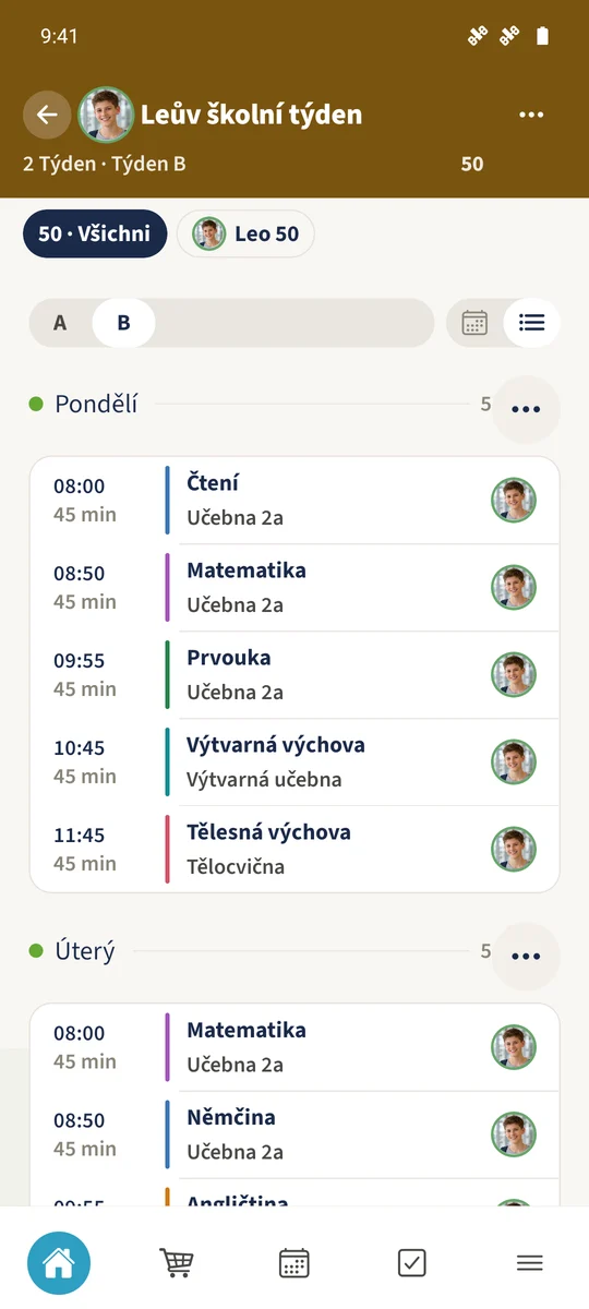 Uložený týden B začíná hodinou „Čtení“. Tato opakovaná šablona zůstává oddělená od jednorázové výjimky.