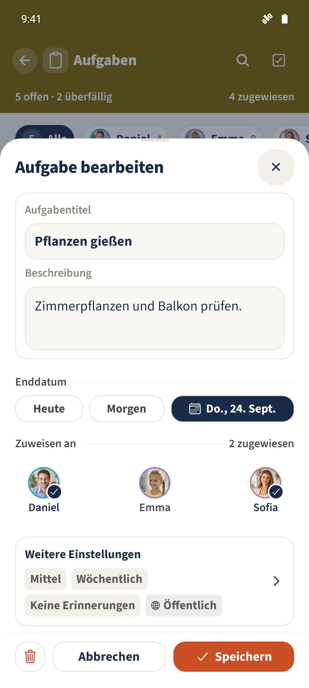 Wiederkehrende Aufgabe — Enddatum