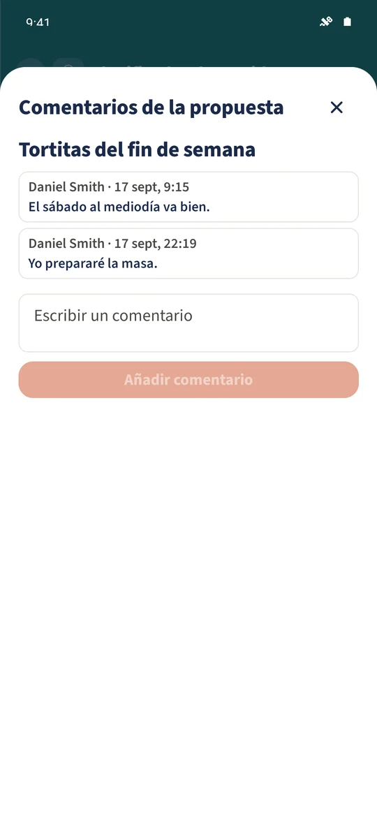 Captura prevista: Recoger propuestas para las comidas: pantalla 2.