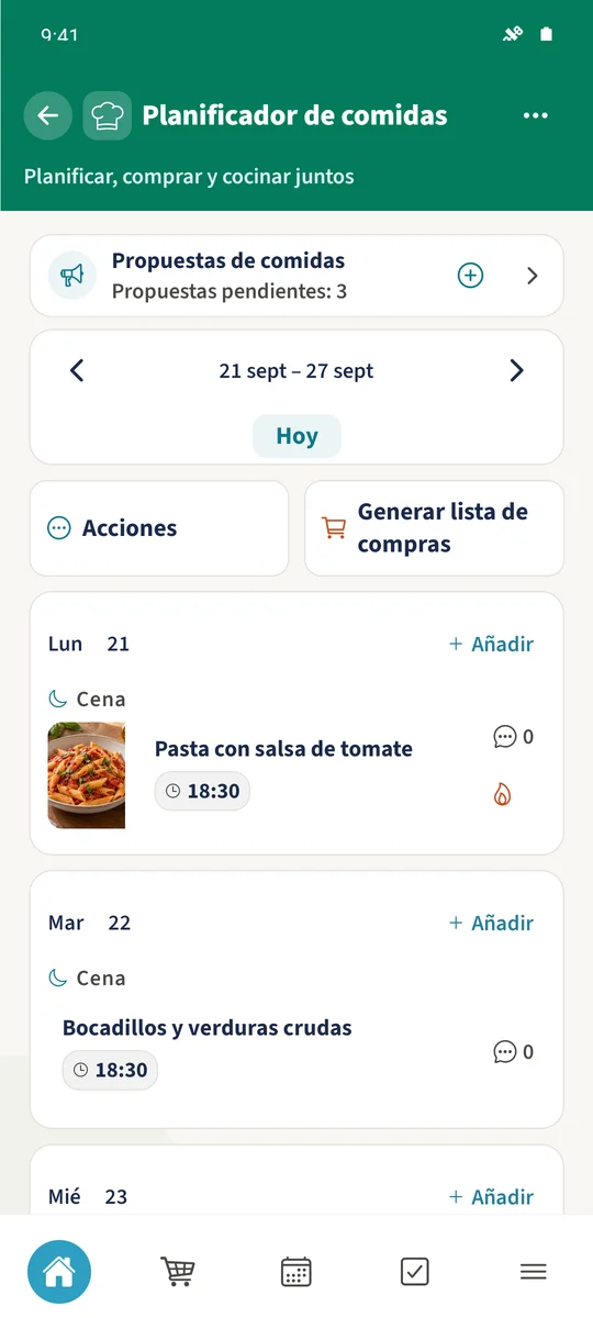 Captura prevista: Reutilizar una semana de comidas: pantalla 4.