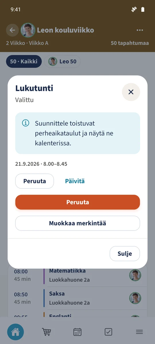 21.9. merkintä on avoinna Valittu-näkymässä.