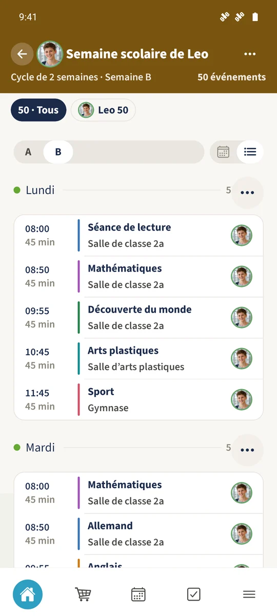 Capture prévue : Configurer des semaines alternées dans un emploi du temps : vue 3.
