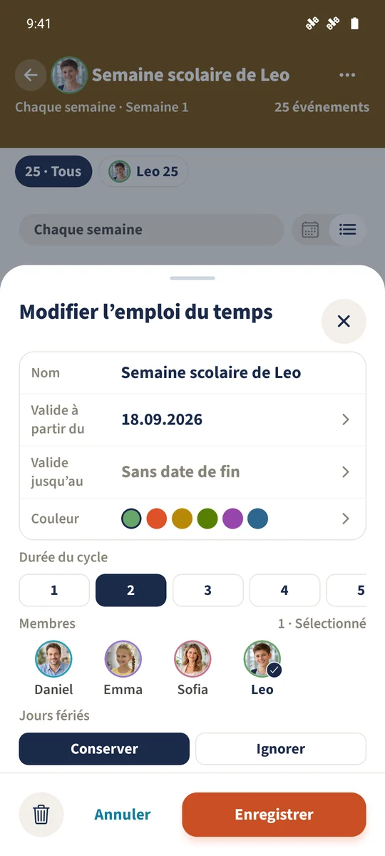 Capture prévue : Configurer des semaines alternées dans un emploi du temps : vue 2.