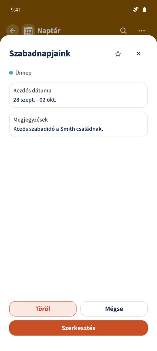 A Szabadnapjaink a 28.09.2026 és 02.10.2026 közötti időszakot tartalmazza közös családi megjegyzéssel.