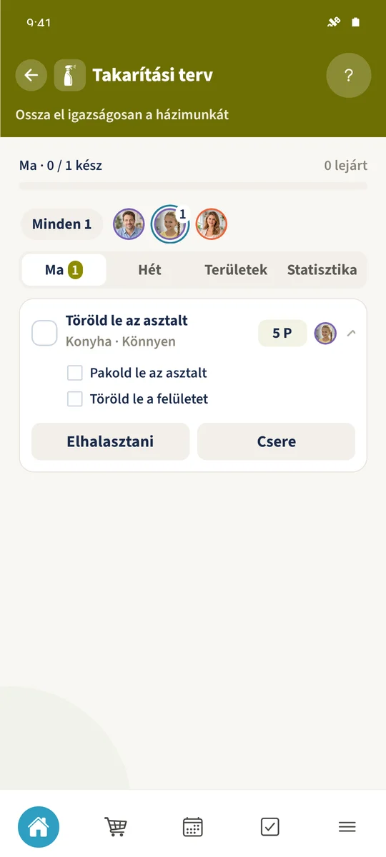 Befejezés előtt a napi asztalfeladat Emmához tartozik, és öt feladatpontot mutat.