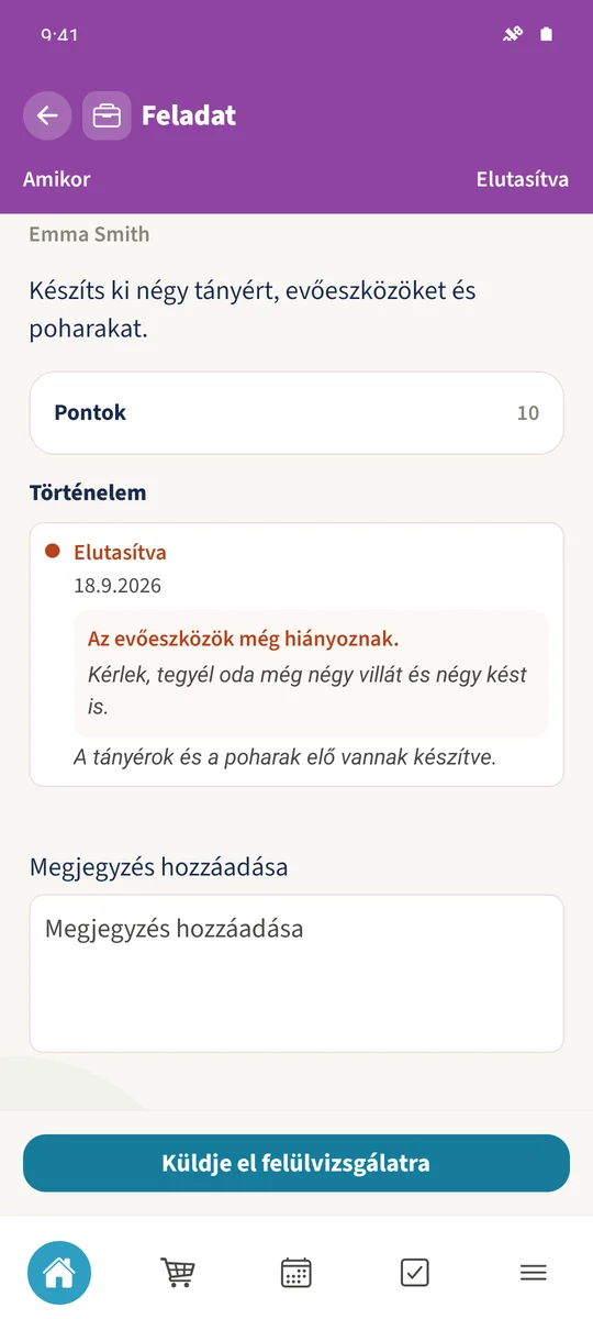 Emma Naplója megtartja az eredeti elutasítást és visszajelzést a később jóváhagyott beküldés mellett.
