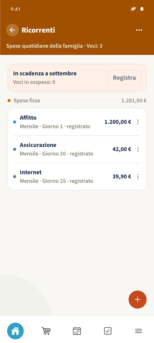 Screenshot previsto: Gestire le spese fisse del budget: schermata 4.