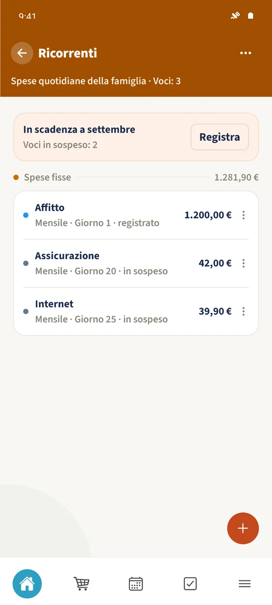 Screenshot previsto: Gestire le spese fisse del budget: schermata 3.