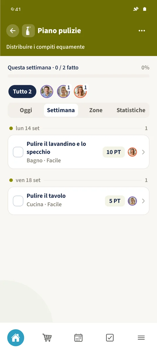 Screenshot previsto: Impostare la frequenza delle pulizie: schermata 2.