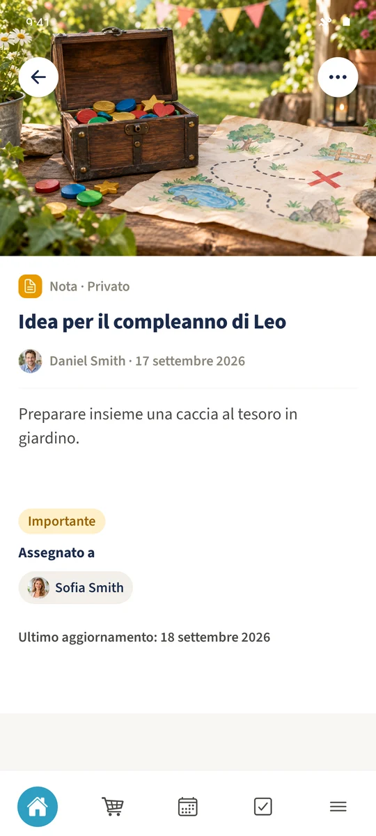 Screenshot previsto: Scegliere visibilità e permessi di una nota: schermata 3.