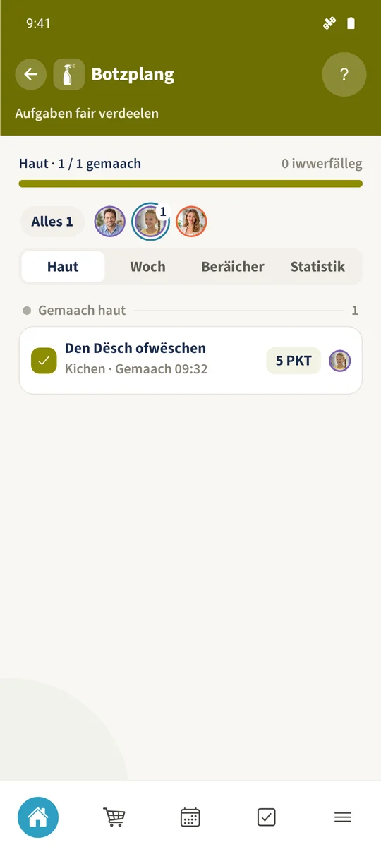 No dem Emma senger Aktioun ass déi ganz deeglech Aufgab als erleedegt markéiert.