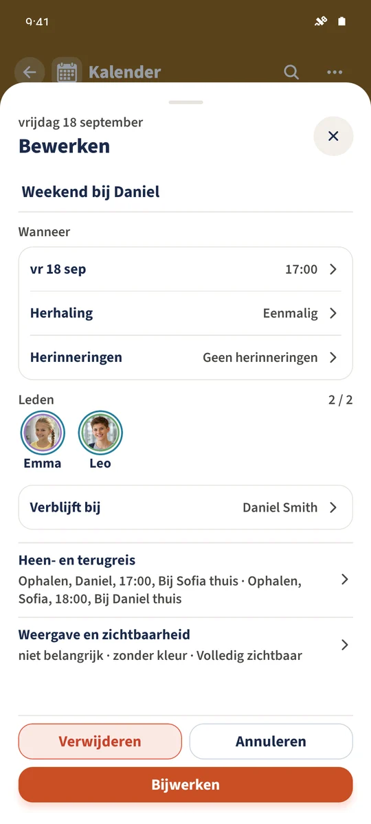 Emma en Leo zijn geselecteerd voor een weekendverblijf bij Daniel.