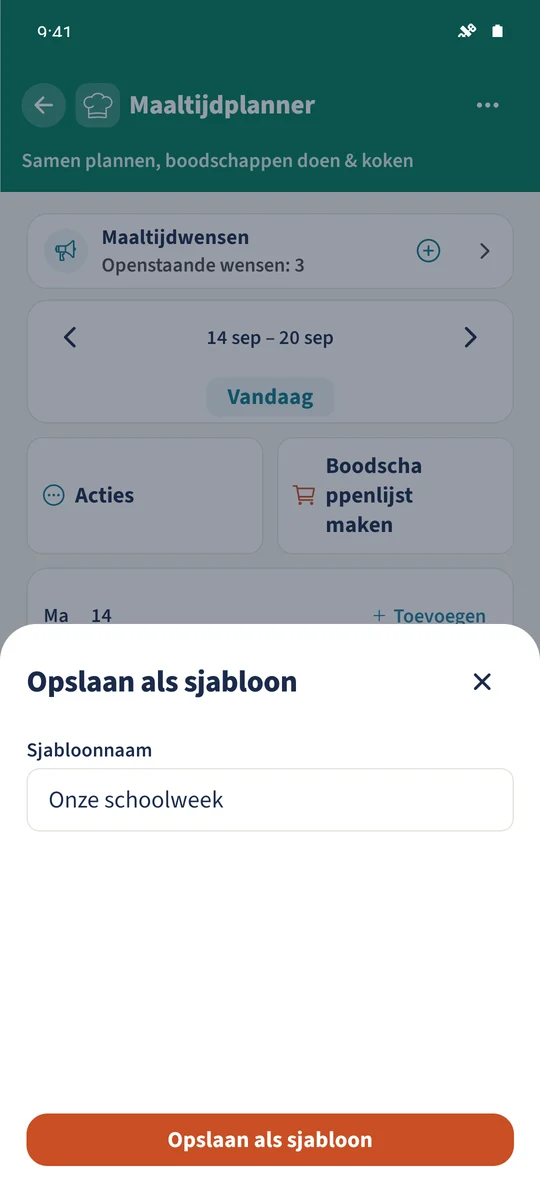 De bronweek is klaar om op te slaan met de naam Onze schoolweek.
