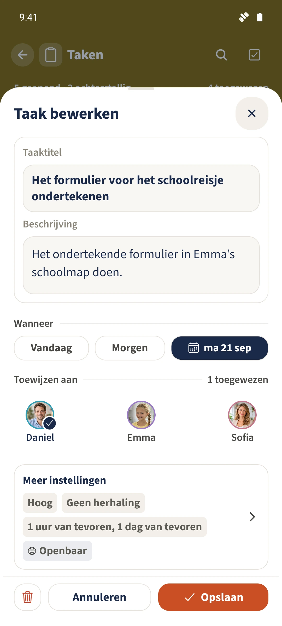 Taak bewerken — Vervaldatum