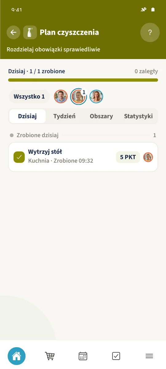 Po działaniu Emmy całe dzienne zadanie jest oznaczone jako ukończone.