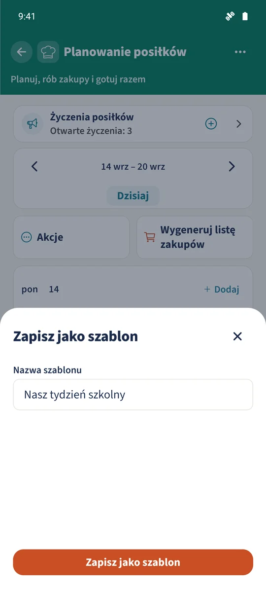 Tydzień źródłowy jest gotowy do zapisania pod nazwą „Nasz tydzień szkolny”.