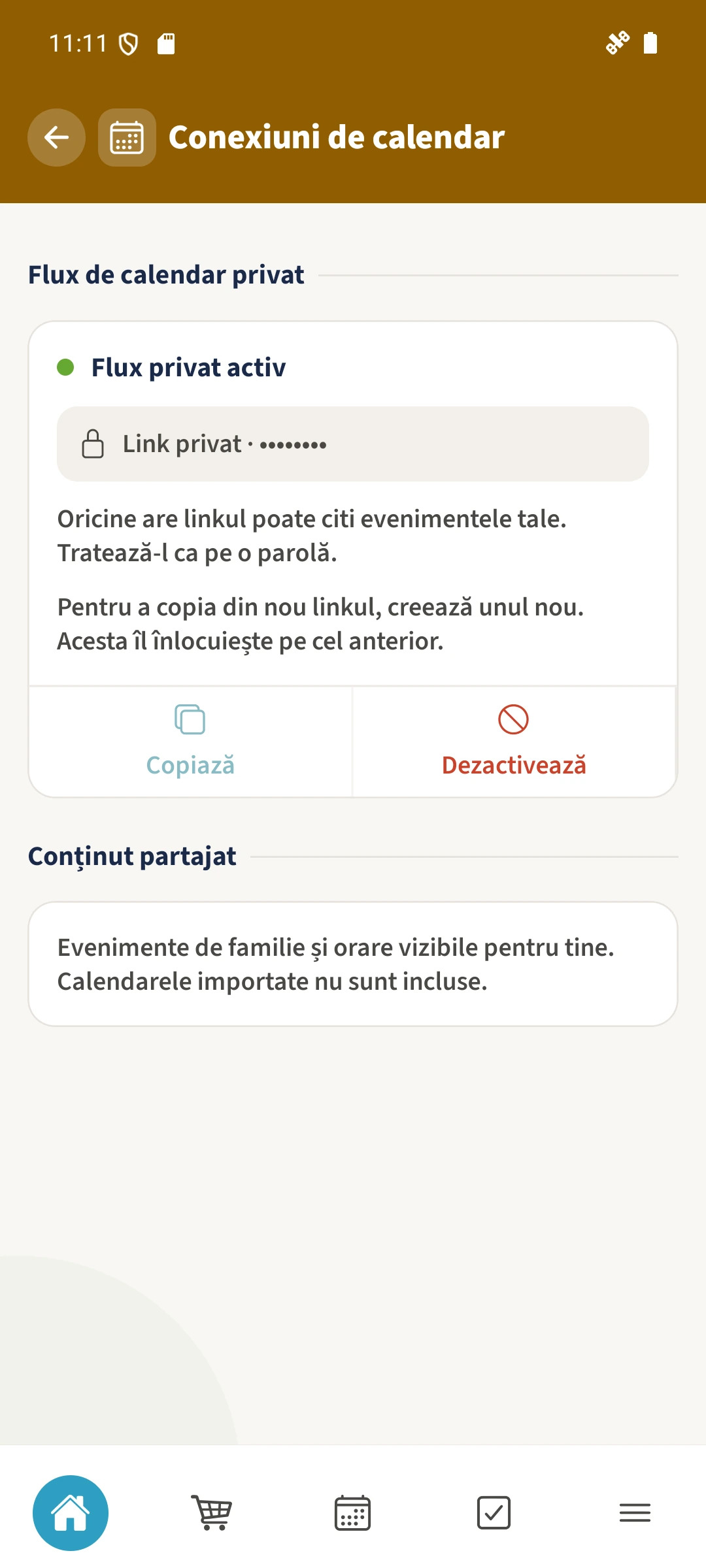 Flux de calendar privat: Flux privat activ