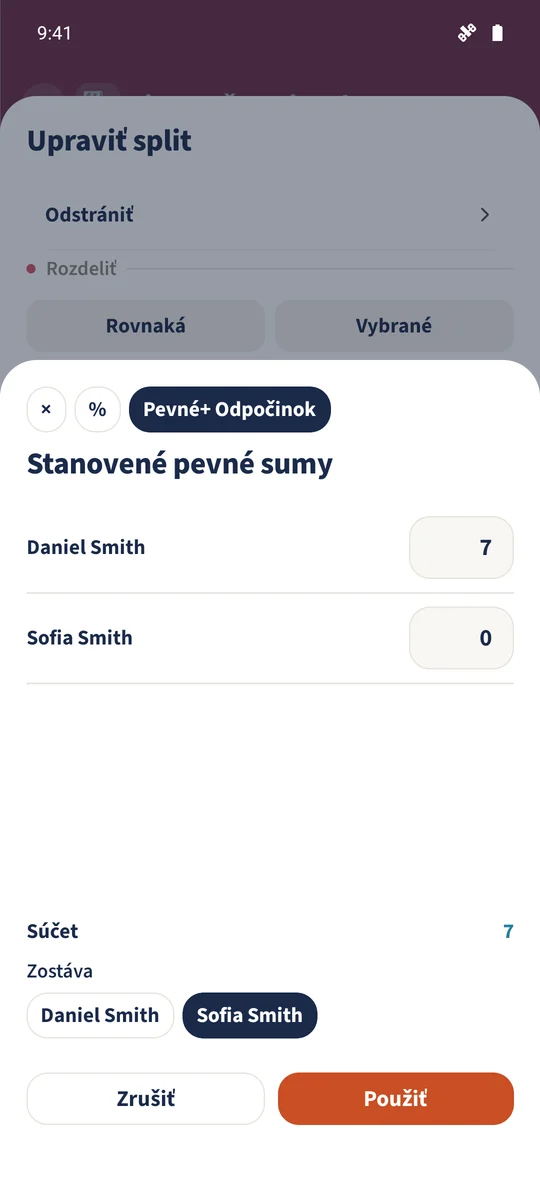 «Pevné+ Odpočinok» priradí Danielovi na úhradu 7 € a zvyšok nákladov položky Sofii.
