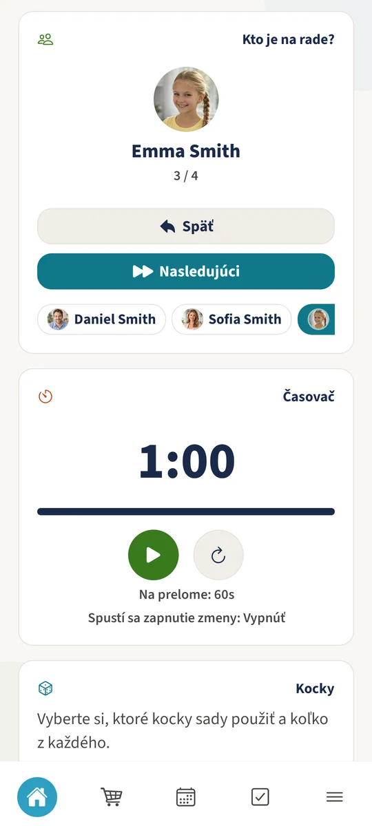 Po ťuknutí na Nasledujúci je Emma vybraná ako tretia hráčka.