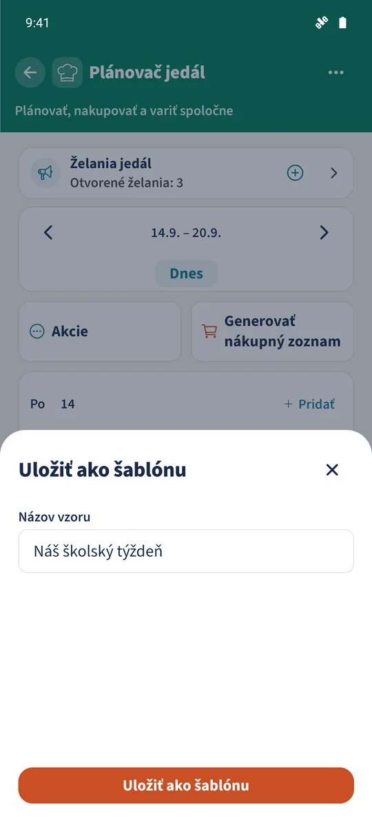Zdrojový týždeň je pripravený na uloženie s názvom Náš školský týždeň.