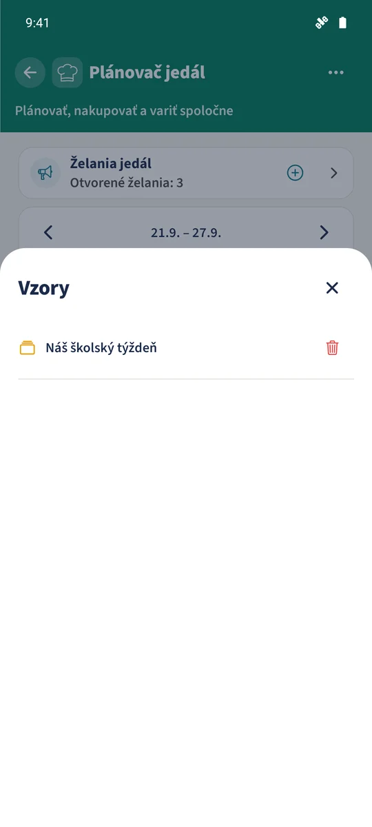 Uložená šablóna je dostupná pre cieľový týždeň 21.–27. septembra 2026.