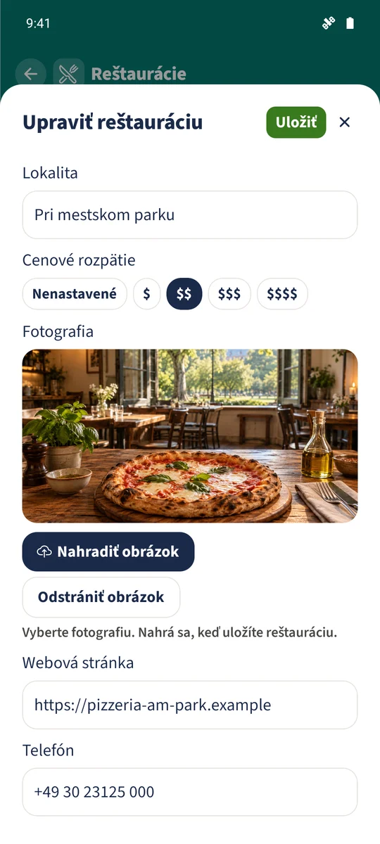 Editor podniku Pizzeria pri parku obsahuje Pri mestskom parku a cenové rozpätie dvoch symbolov.