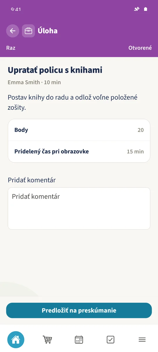 Upratať policu s knihami ponúka 20 bodov a 15 minút.