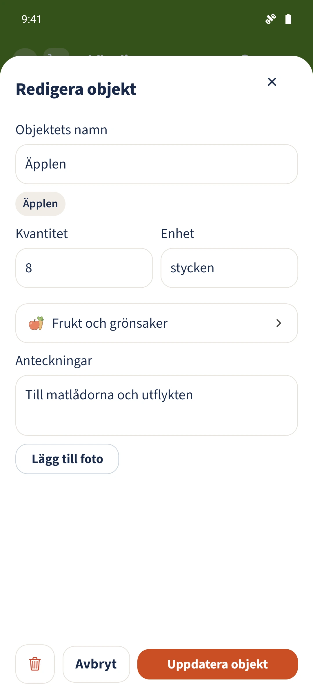 Redigeraren innehåller åtta stycken och Lunchlådor och vår utflykt.