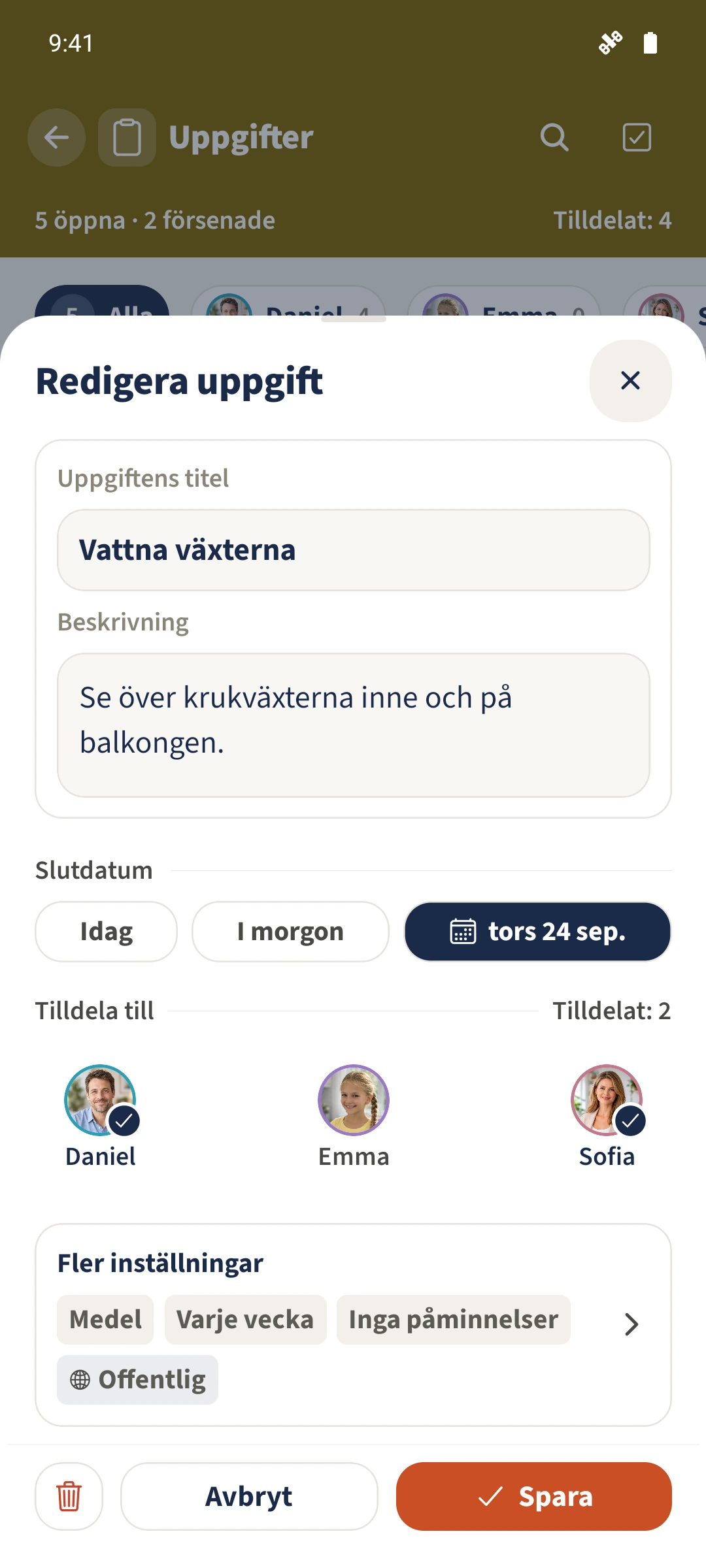 Återkommande uppgift — Slutdatum